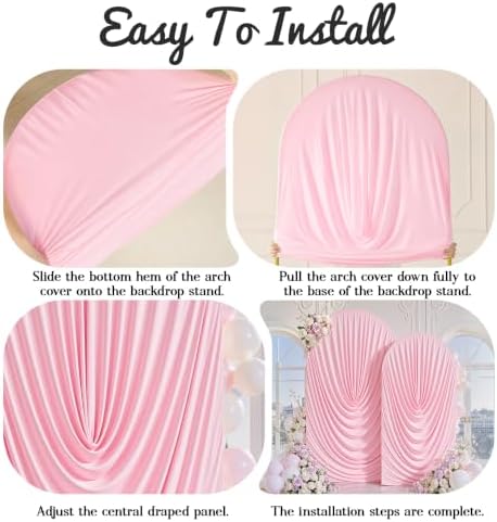 7.2FT & 6FT Elegant Arch Backdrop Cover, Pink Draped Arch Covers Stretchy Backdrop for Wedding, Birthday Party, alternate