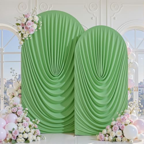 7.2FT & 6FT Elegant Arch Backdrop Cover, Sage Green Draped Arch Covers Stretchy Backdrop for Wedding, Birthday