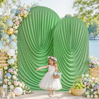 7.2FT & 6FT Elegant Arch Backdrop Cover, Sage Green Draped Arch Covers Stretchy Backdrop for Wedding, Birthday, alternate