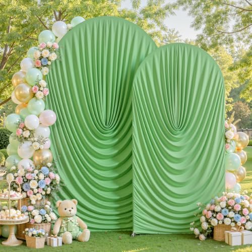 7.2FT & 6FT Elegant Arch Backdrop Cover, Sage Green Draped Arch Covers Stretchy Backdrop for Wedding, Birthday, alternate