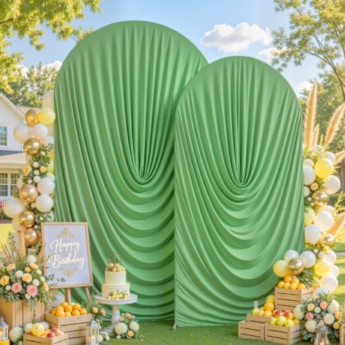 7.2FT & 6FT Elegant Arch Backdrop Cover, Sage Green Draped Arch Covers Stretchy Backdrop for Wedding, Birthday, alternate