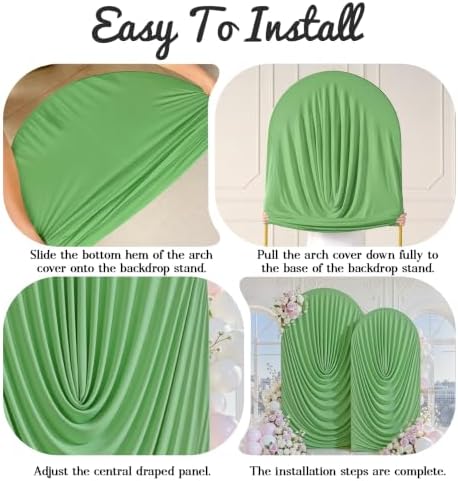 7.2FT & 6FT Elegant Arch Backdrop Cover, Sage Green Draped Arch Covers Stretchy Backdrop for Wedding, Birthday, alternate