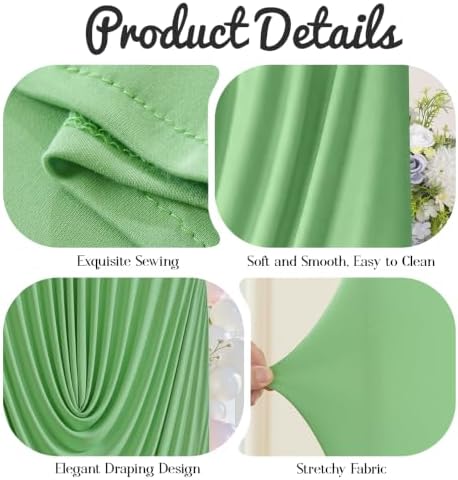 7.2FT & 6FT Elegant Arch Backdrop Cover, Sage Green Draped Arch Covers Stretchy Backdrop for Wedding, Birthday, alternate