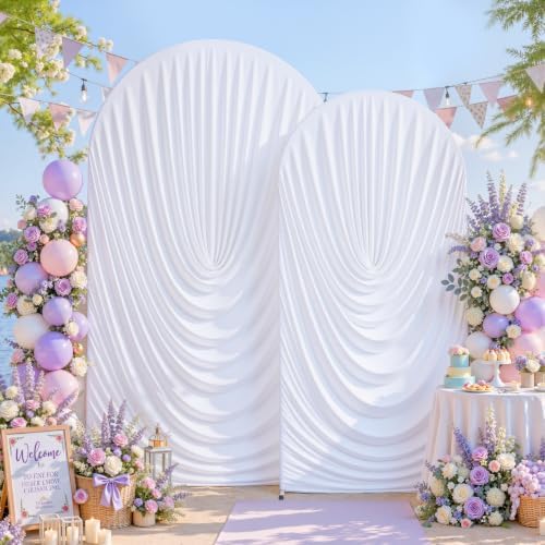 7.2FT & 6FT Elegant Arch Backdrop Cover, White Draped Arch Covers Stretchy Backdrop for Wedding, Birthday Party, alternate