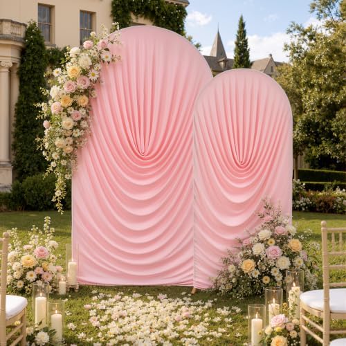 7.2FT & 6FT Pink Arch Cover Set - Stretchy Fitted Arch Backdrop Cover for Round Top Chiara Backdrop Stand for