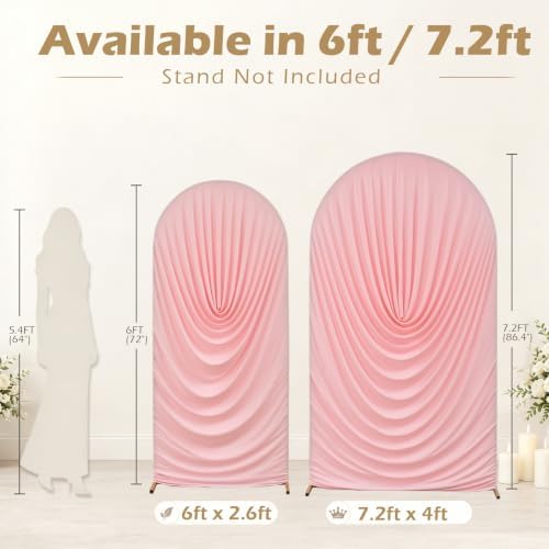 7.2FT & 6FT Pink Arch Cover Set - Stretchy Fitted Arch Backdrop Cover for Round Top Chiara Backdrop Stand for, alternate view
