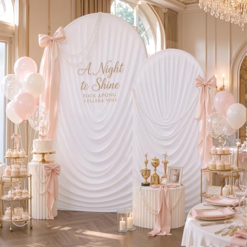 7.2FT & 6FT White Arch Cover Set - Stretchy Fitted Arch Backdrop Cover for Round Top Chiara Backdrop Stand for, alternate