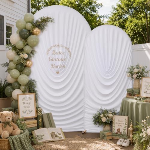 7.2FT & 6FT White Arch Cover Set - Stretchy Fitted Arch Backdrop Cover for Round Top Chiara Backdrop Stand for, alternate
