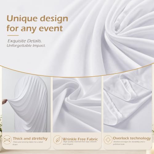 7.2FT & 6FT White Arch Cover Set - Stretchy Fitted Arch Backdrop Cover for Round Top Chiara Backdrop Stand for, alternate