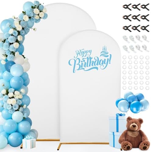 7.2FT, 6FT White Spandex Arch Backdrop Stand Covers Set of 2