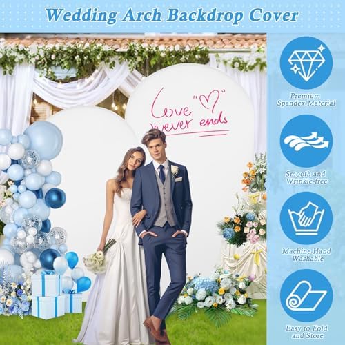 7.2FT, 6FT White Spandex Arch Backdrop Stand Covers Set of 2, alternate view 2
