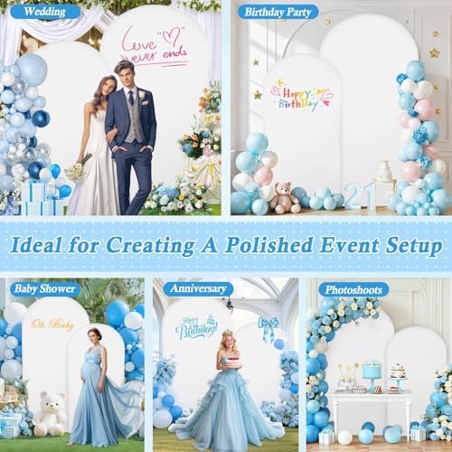 7.2FT, 6FT White Spandex Arch Backdrop Stand Covers Set of 2, alternate view 4