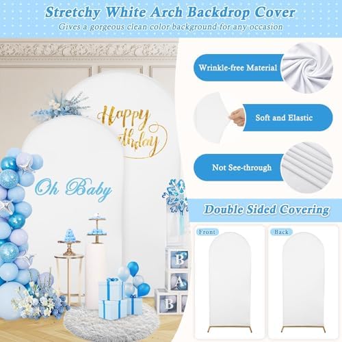 7.2FT, 6FT White Spandex Arch Backdrop Stand Covers Set of 2, alternate view 5