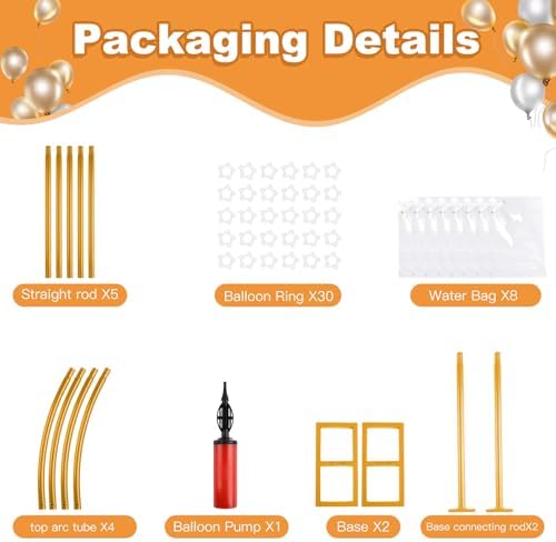 7.2ft and 5.9ft Half Balloon Arch Stand Kit with Heavy Duty Base, Comes with 8 Water Filling Bags - Metal Frame, alternate