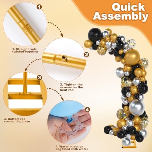 7.2ft and 5.9ft Half Balloon Arch Stand Kit with Heavy Duty Base, Comes with 8 Water Filling Bags - Metal Frame, alternate