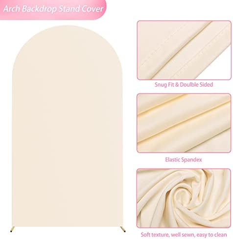 7.2FT Arch Backdrop Cover Beige Arch Covers Stretchy Backdrop, alternate view 4