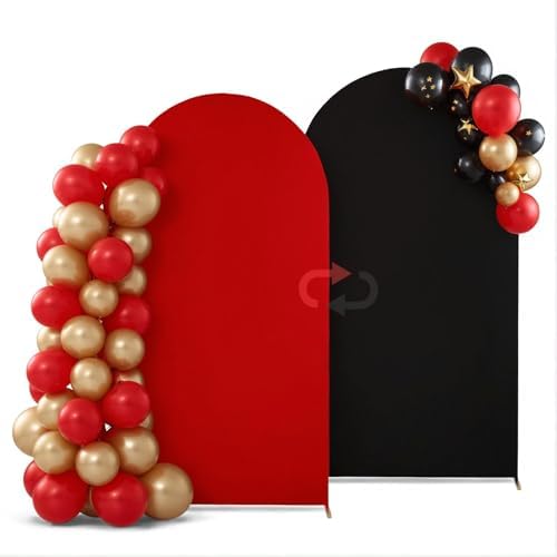7.2FT Arch Backdrop Cover Black and Red One Piece Double Color in 7.2 FT in Black and Red