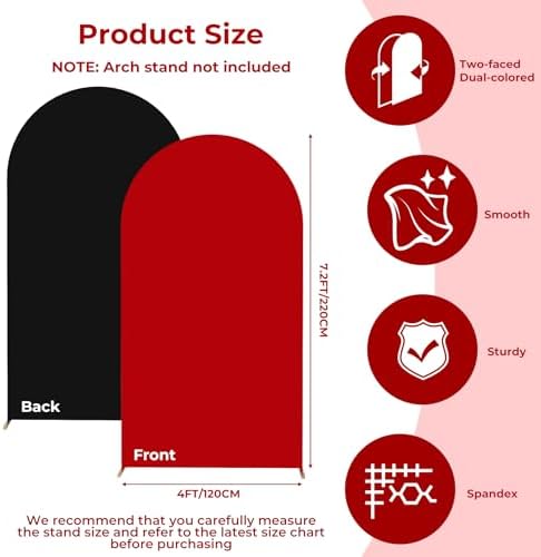 7.2FT Arch Backdrop Cover Black and Red One Piece Double Color in 7.2 FT in Black and Red, alternate view 4
