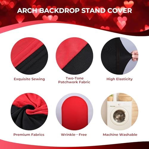 7.2FT Arch Backdrop Cover Black and Red One Piece Double Color in 7.2 FT in Black and Red, alternate view 7