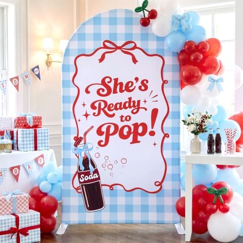 7.2ft Arch Backdrop Cover, Blue Plaid, Ready to Pop in 7.2 ft in Blue Plaid