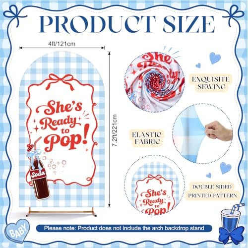 7.2ft Arch Backdrop Cover, Blue Plaid, Ready to Pop in 7.2 ft in Blue Plaid, alternate view 2