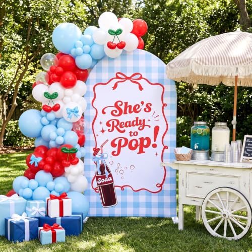 7.2ft Arch Backdrop Cover, Blue Plaid, Ready to Pop in 7.2 ft in Blue Plaid, alternate view 3