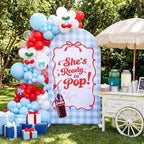7.2ft Arch Backdrop Cover, Blue Plaid, Ready to Pop in 7.2 ft in Blue Plaid, alternate view 3