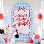 7.2ft Arch Backdrop Cover, Blue Plaid, Ready to Pop in 7.2 ft in Blue Plaid, alternate view 4