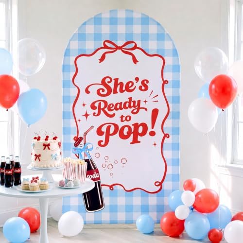 7.2ft Arch Backdrop Cover, Blue Plaid, Ready to Pop in 7.2 ft in Blue Plaid, alternate view 4