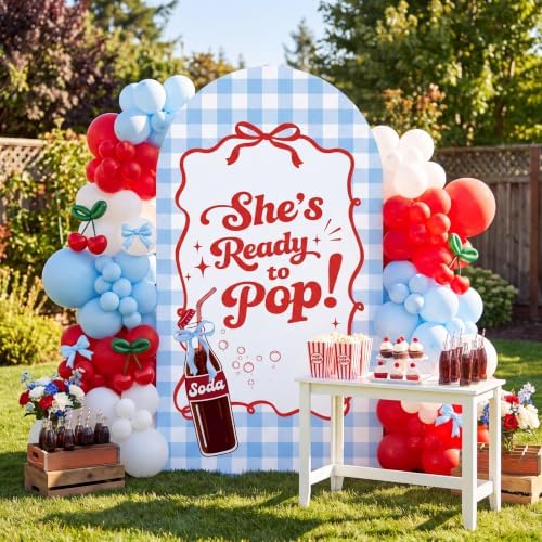 7.2ft Arch Backdrop Cover, Blue Plaid, Ready to Pop in 7.2 ft in Blue Plaid, alternate view 5