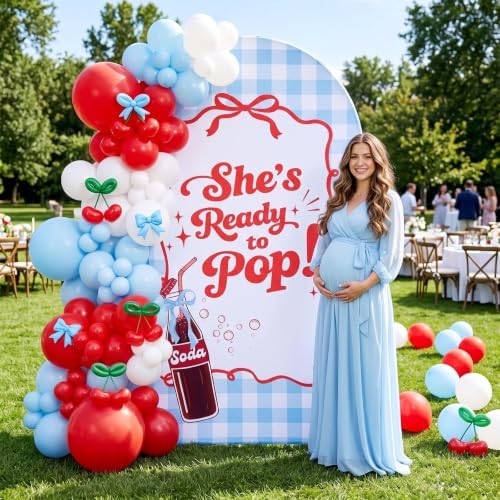 7.2ft Arch Backdrop Cover, Blue Plaid, Ready to Pop in 7.2 ft in Blue Plaid, alternate view 6