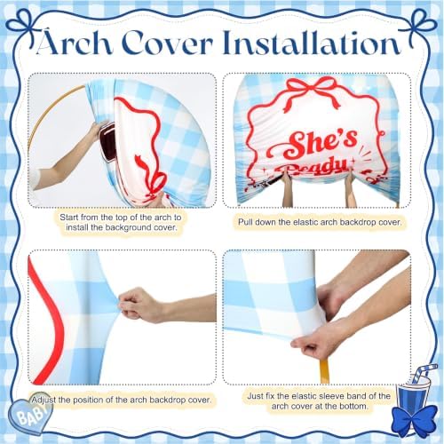 7.2ft Arch Backdrop Cover, Blue Plaid, Ready to Pop in 7.2 ft in Blue Plaid, alternate view 7