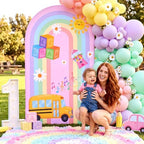 7.2ft Arch Backdrop Cover, Coloful, Cartoon Rainbow School Bus in 7.2 x 4 ft in Coloful, alternate view 6