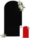 7.2FT Arch Backdrop Cover, Double-Color Red & Black Wedding Arch Covers, Spandex Fitted Arch Backdrop Stand