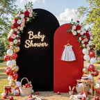 7.2FT Arch Backdrop Cover, Double-Color Red & Black Wedding Arch Covers, Spandex Fitted Arch Backdrop Stand, alternate view 3
