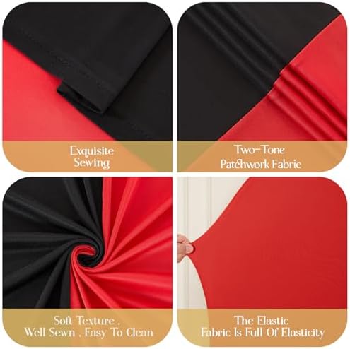 7.2FT Arch Backdrop Cover, Double-Color Red & Black Wedding Arch Covers, Spandex Fitted Arch Backdrop Stand, alternate view 7
