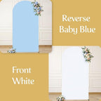 7.2FT Arch Backdrop Cover, Double-Color White & Blue Wedding Arch Covers, Spandex Fitted Backdrop Arch Cover for, alternate