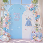 7.2FT Arch Backdrop Cover, Double-Color White & Blue Wedding Arch Covers, Spandex Fitted Backdrop Arch Cover for, alternate