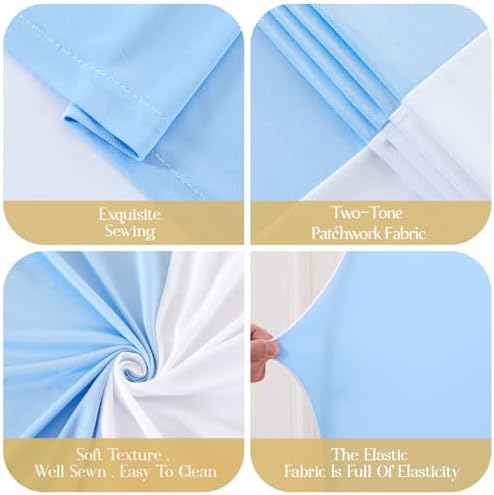 7.2FT Arch Backdrop Cover, Double-Color White & Blue Wedding Arch Covers, Spandex Fitted Backdrop Arch Cover for, alternate