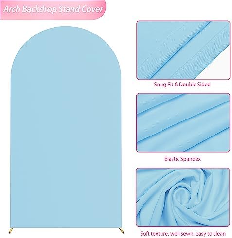7.2FT Arch Backdrop Cover Dusty Blue Arch Covers Stretchy Backdrop, alternate view 4