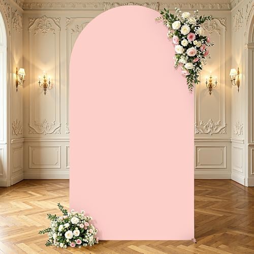 7.2FT Arch Backdrop Cover, Dusty Pink Arch Covers for Wedding, Double-Sided Arch Covers Stretchy Backdrop for, alternate view