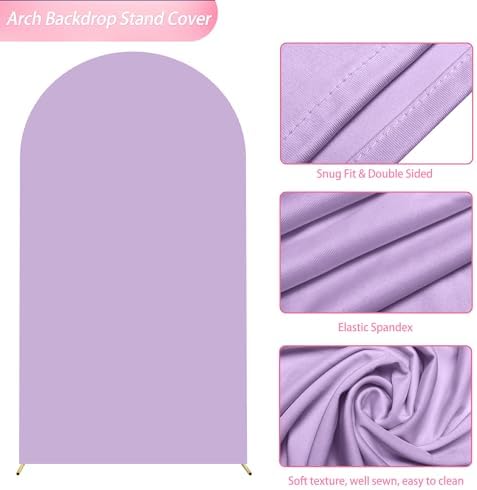 7.2FT Arch Backdrop Cover Lavender Arch Covers Stretchy Backdrop, alternate view 4