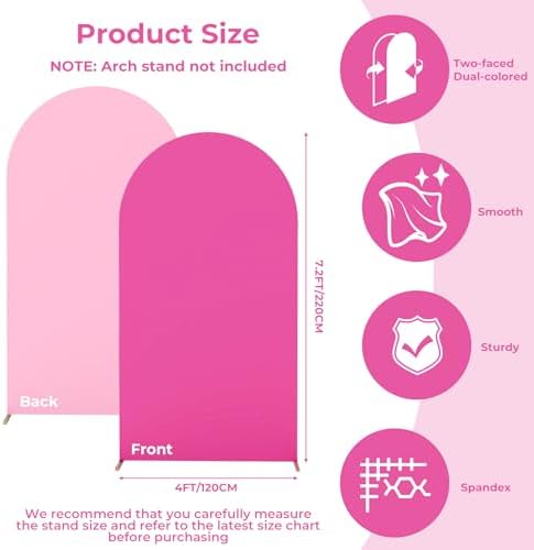 7.2FT Arch Backdrop Cover Light Pink & Rose One Piece Double Color in 7.2 FT in Light Pink and Rose Pink, alternate view 4