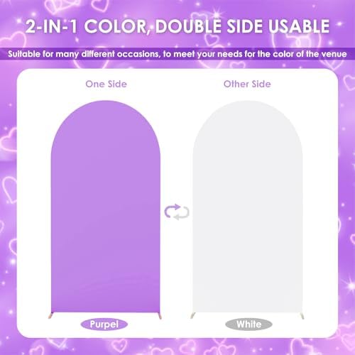 7.2FT Arch Backdrop Cover Purple and White One Piece Double Color in 7.2 FT in Purpel and White, alternate view 2