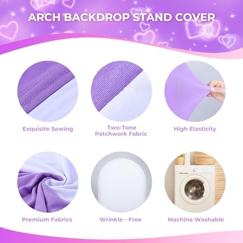 7.2FT Arch Backdrop Cover Purple and White One Piece Double Color in 7.2 FT in Purpel and White, alternate view 7
