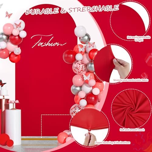 7.2FT Arch Backdrop Cover Red Spandex Fitted Wedding Arch Stand Covers in 4ftx7.2ft in Red, alternate view 2