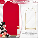 7.2FT Arch Backdrop Cover Red Spandex Fitted Wedding Arch Stand Covers in 4ftx7.2ft in Red, alternate view 6