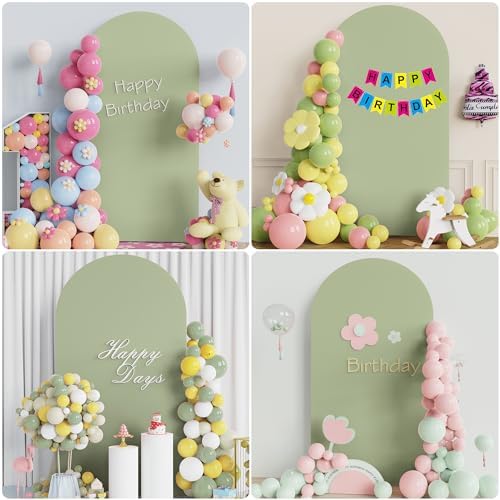 7.2FT Arch Backdrop Cover Sage Green Arch Covers Stretchy Backdrop, alternate view 4