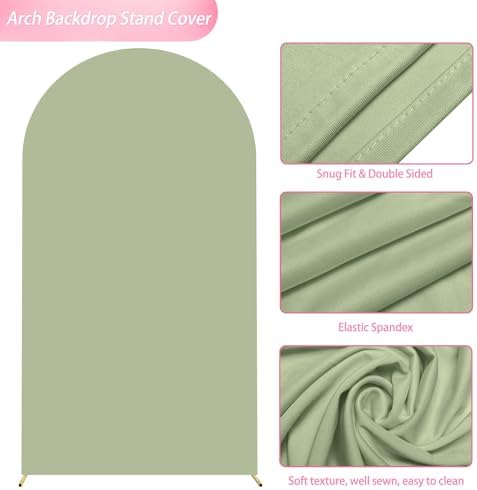 7.2FT Arch Backdrop Cover Sage Green Arch Covers Stretchy Backdrop, alternate view 5