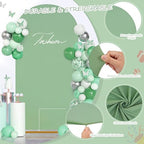 7.2FT Arch Backdrop Cover Sage Green Spandex Fitted Wedding Arch Backdrop in 4ftx7.2ft in Sage Green, alternate view 3